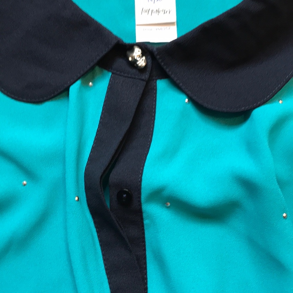 Design History mini studded teal top size 18/20 - Picture 6 of 8